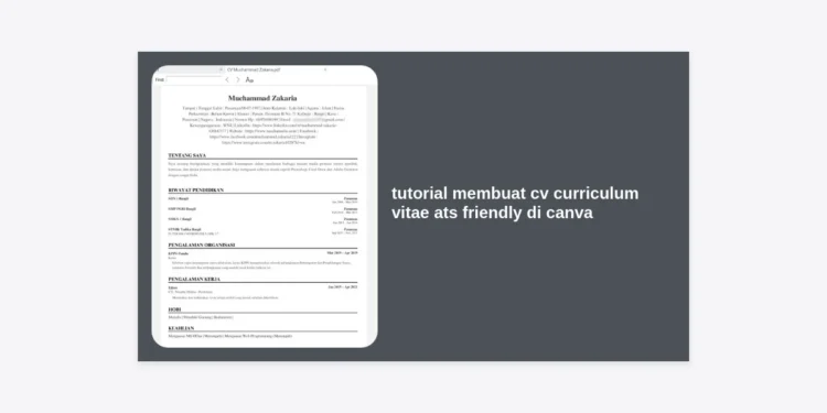 Tutorial Membuat CV Curriculum Vitae ATS Friendly di Canva: Panduan Lengkap 2024